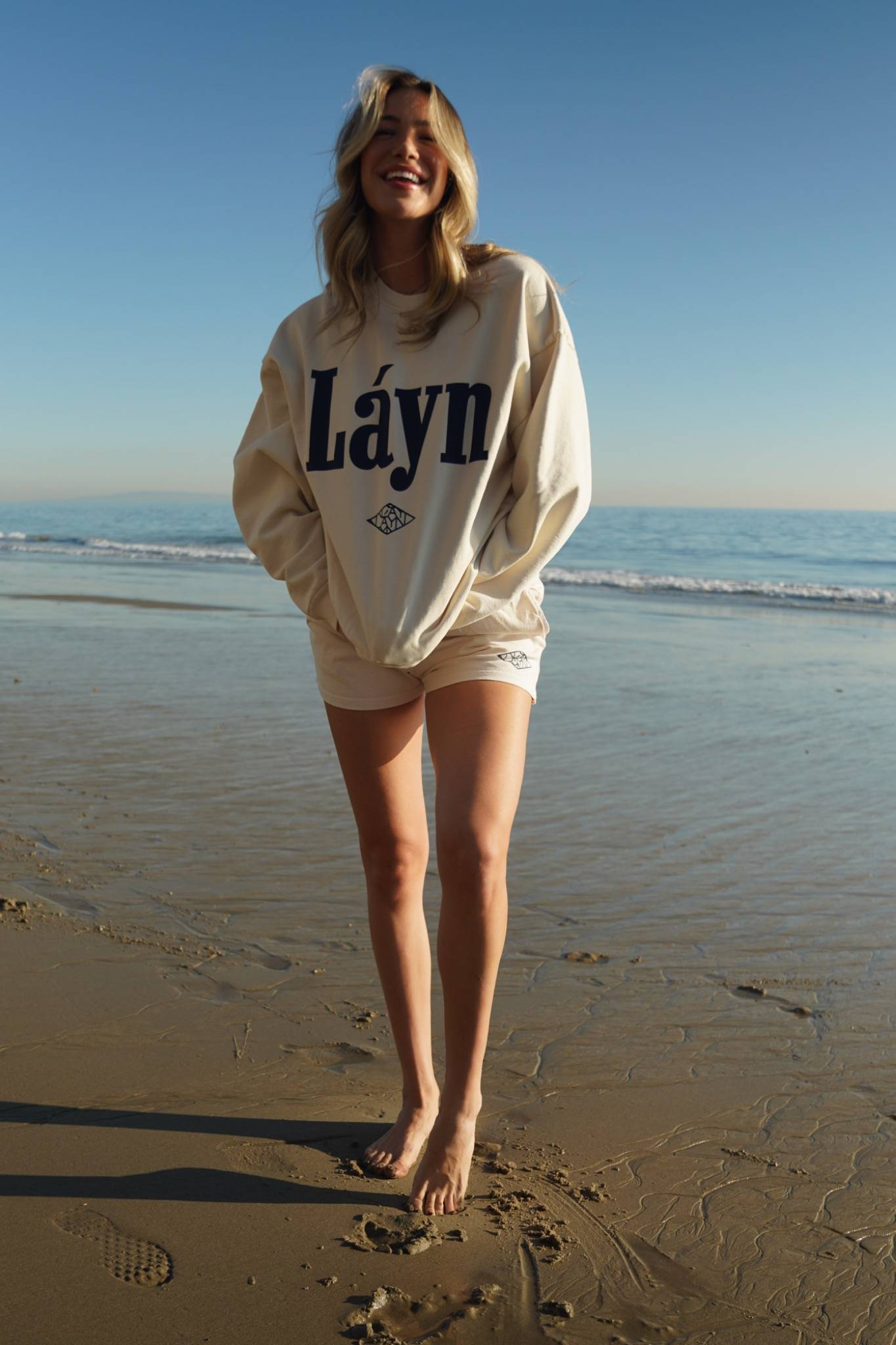 Navy Blue and Cream 'Soft Láyn': Shorts