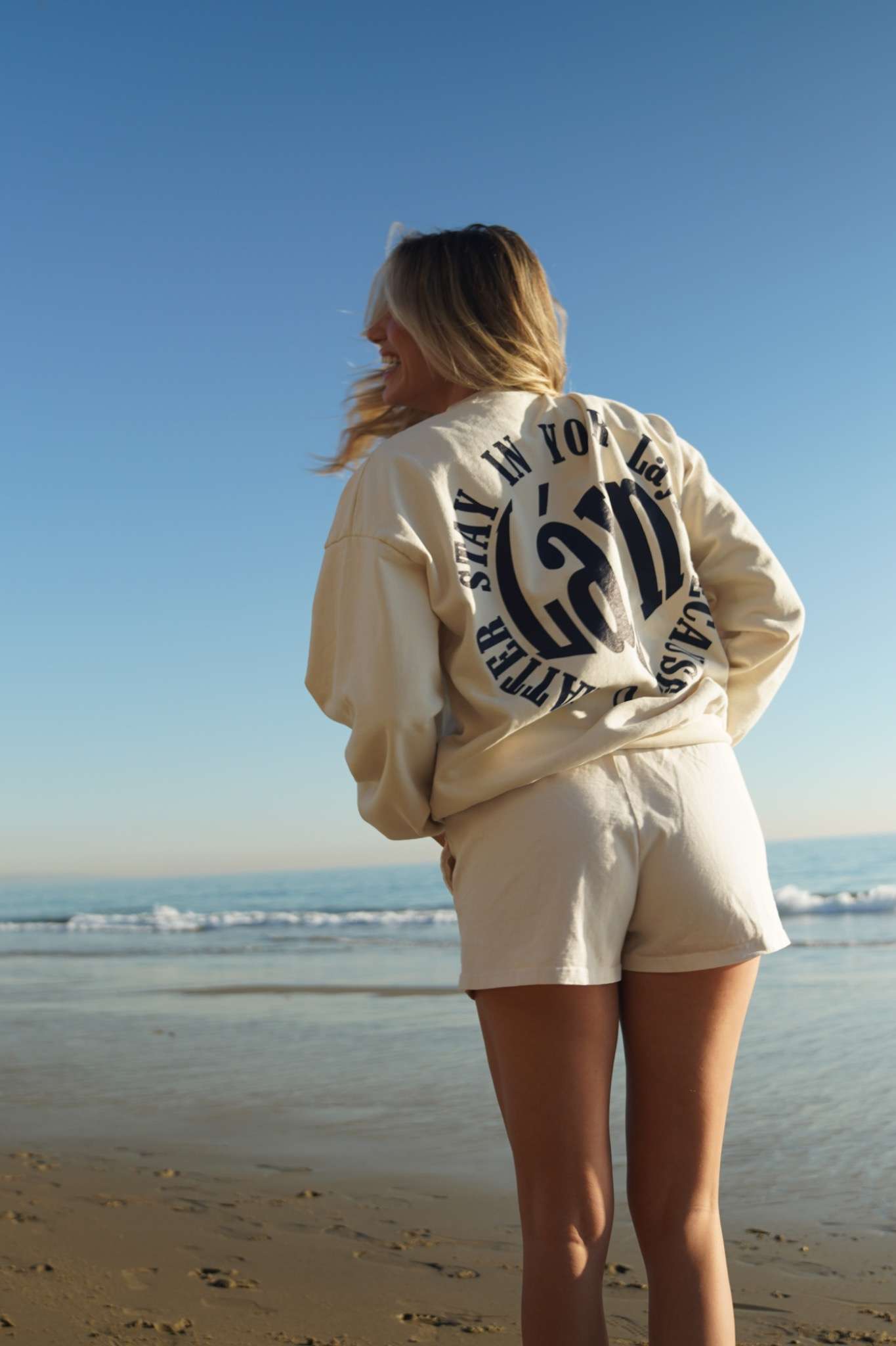 Navy Blue and Cream 'Soft Láyn': Crewneck